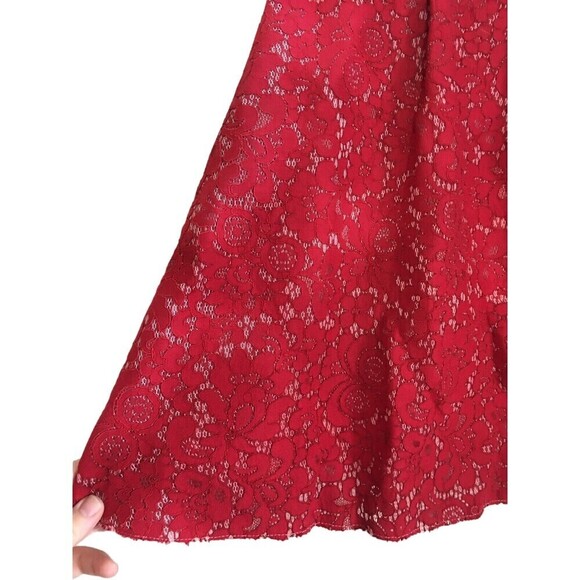 Express Short Skirt Women's Size 14 Red Lace Back Zipper - Picture 3 of 8